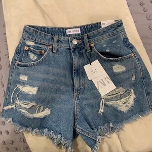 High waisted jean shorts